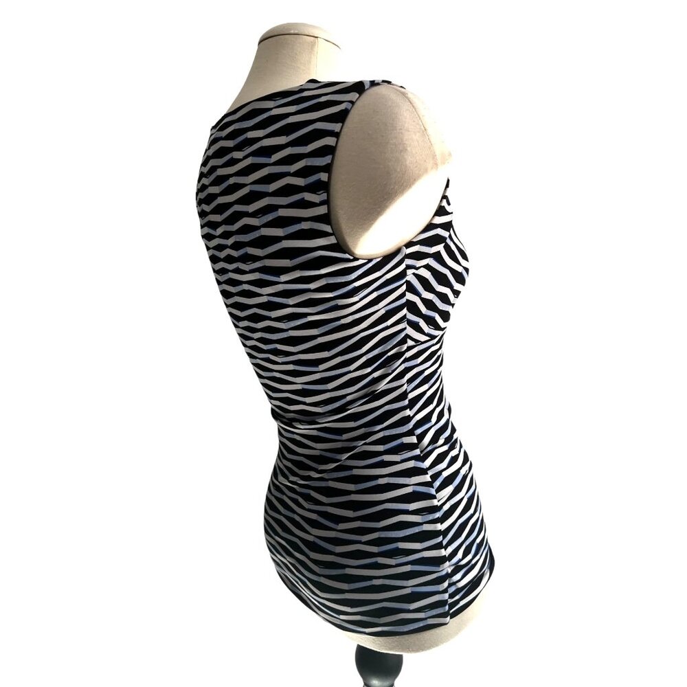 White House Black Market Sweetheart Neck Sleeveless Blouse Sz XS Womens Blue Bla - Picture 4 of 10